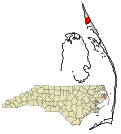 Dare County North Carolina incorporated and unincorporated areas Kitty Hawk highlighted
